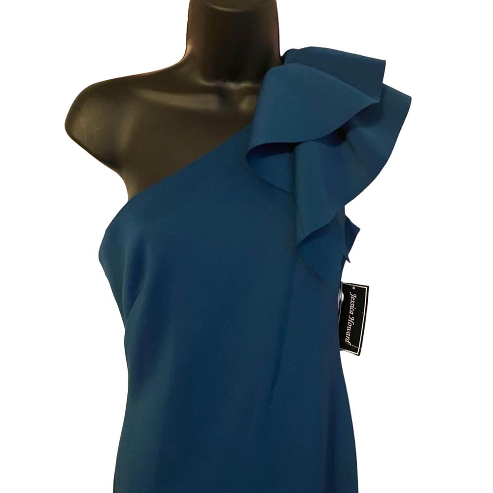 Jessica Howard Sz 4 One Shoulder Ruffle Classic Gown. New.
